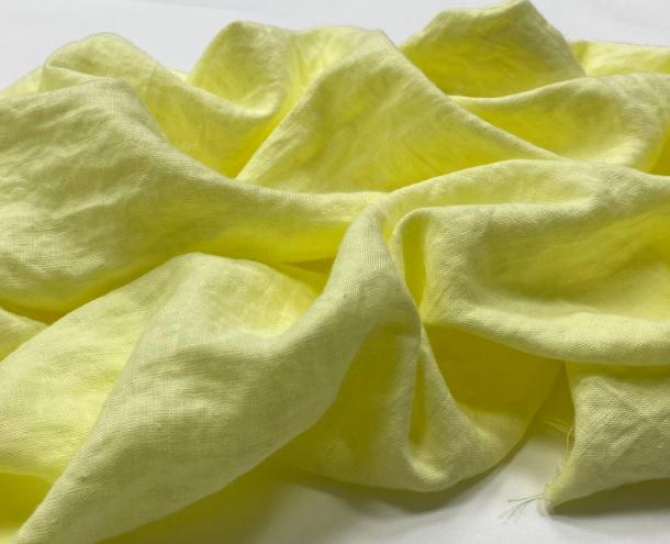 Ткань костюмная эффект мятости 100% лен 145см Нежно-желтый ЛК051