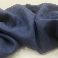 Ткань костюмная эффект мятости 100% лен 145см Темно-синий ЛК060