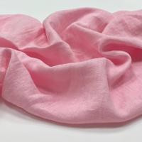 Ткань костюмная эффект мятости 100% лен 145см Розовый ЛК089