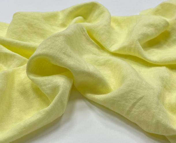 Ткань костюмная эффект мятости 53% лен 47% вискоза 145см Нежно-желтый ЛК091
