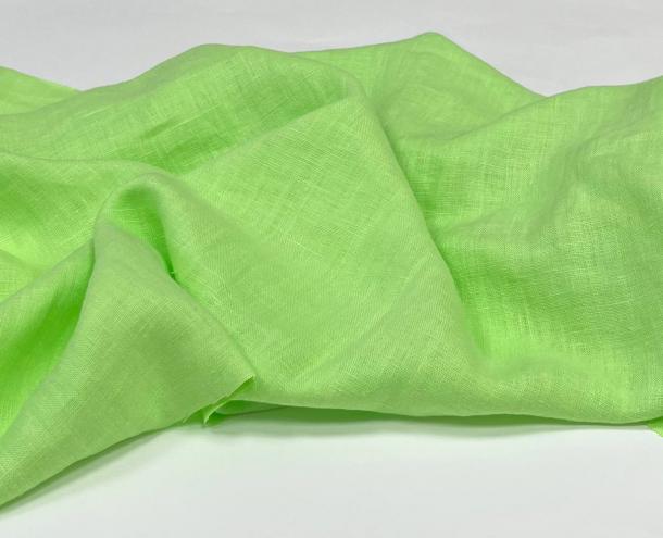 Ткань костюмная эффект мятости 100% лен 145см Бледно-зеленый ЛК097