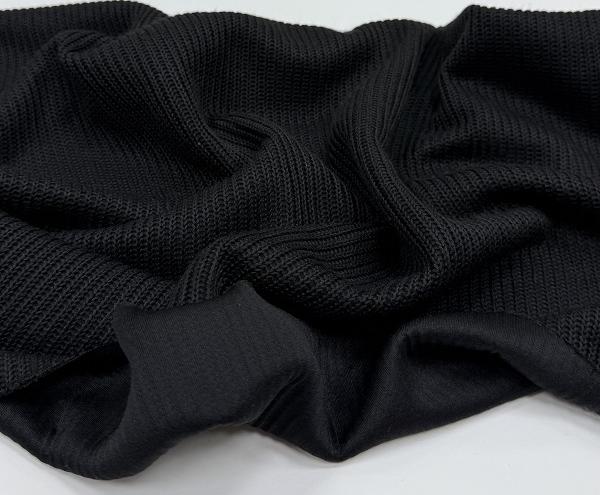 Трикотаж вязаный черный 150см ТЖ001