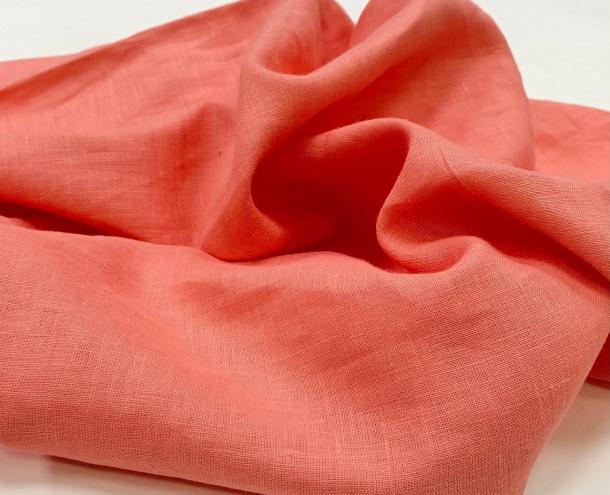 Ткань блузочно-сорочечная 100% лен 150см Коралл ЛС008