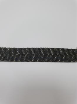 Тесьма киперная металл черный с золотом пэ 13мм ТК052