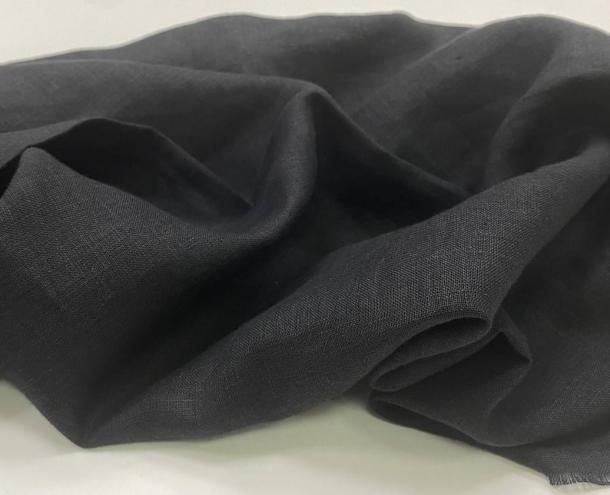 Ткань сорочечная 100%лен 150 см Черный ЛС015